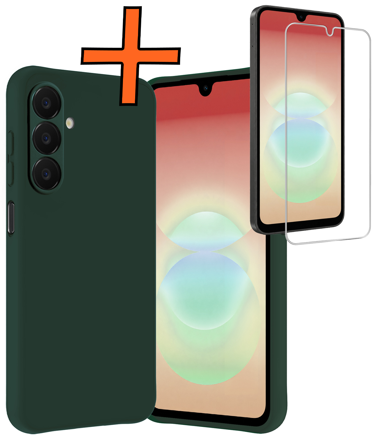 Nomfy Nomfy Samsung Galaxy A18 Hoesje Siliconen Met Screenprotector - Donkergroen