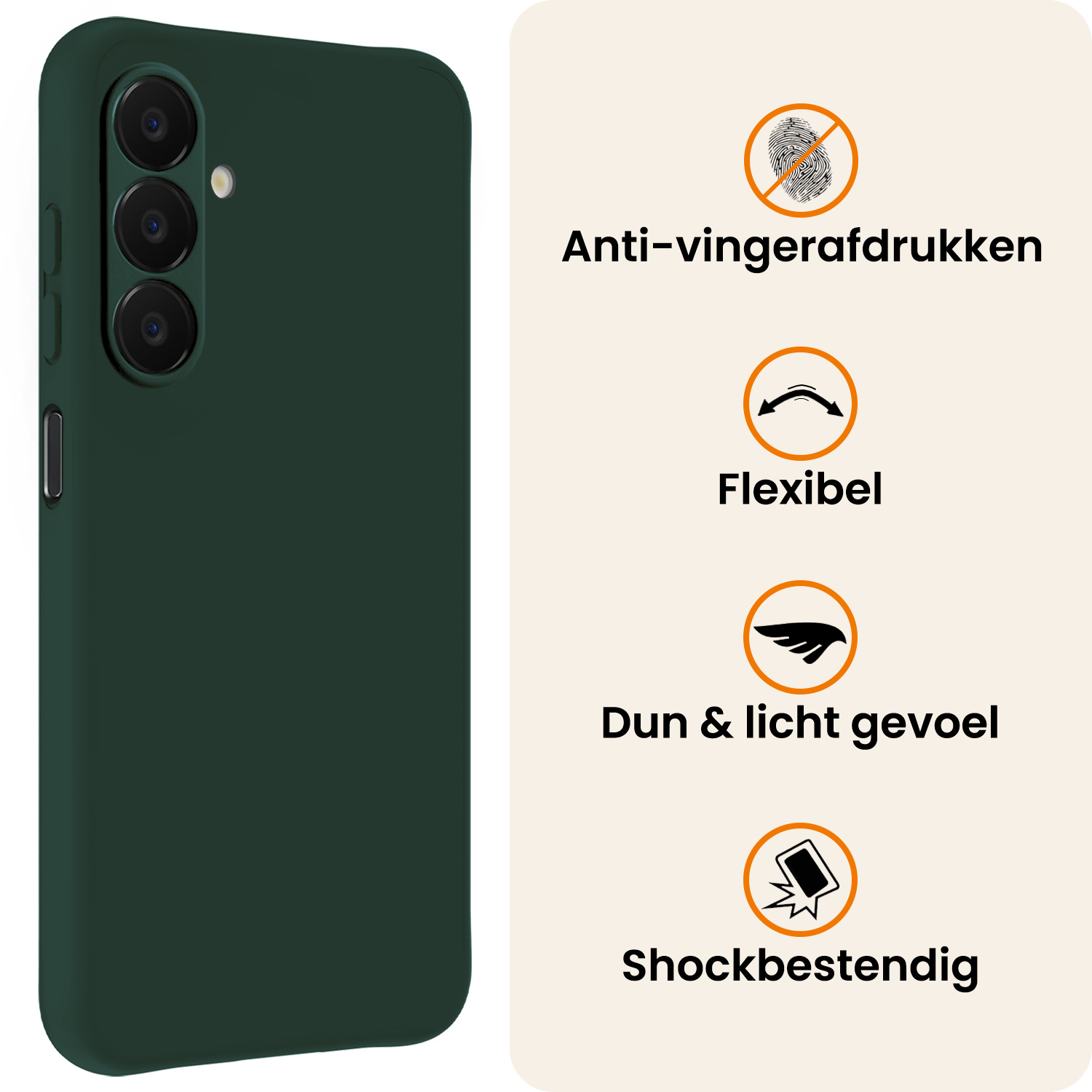 Nomfy Nomfy Samsung Galaxy A18 Hoesje Siliconen Met Screenprotector - Donkergroen