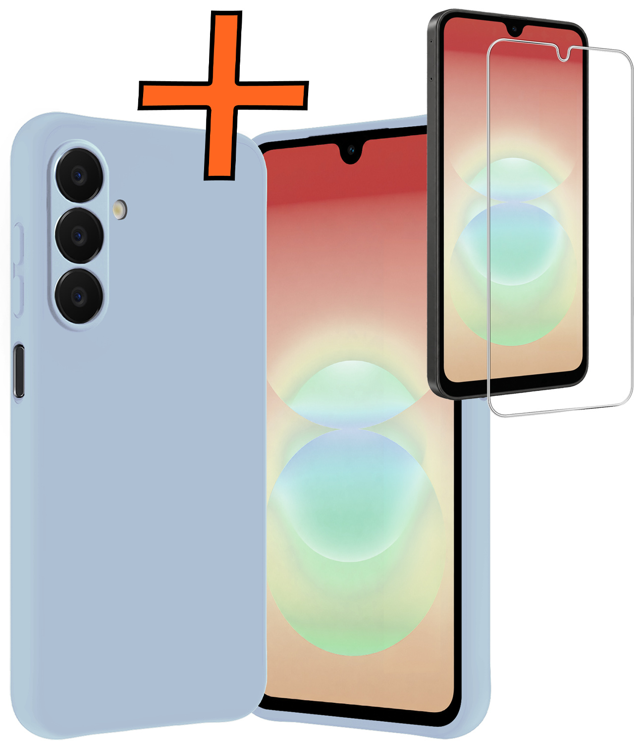 Nomfy Nomfy Samsung Galaxy A18 Hoesje Siliconen Met Screenprotector - Lichtblauw