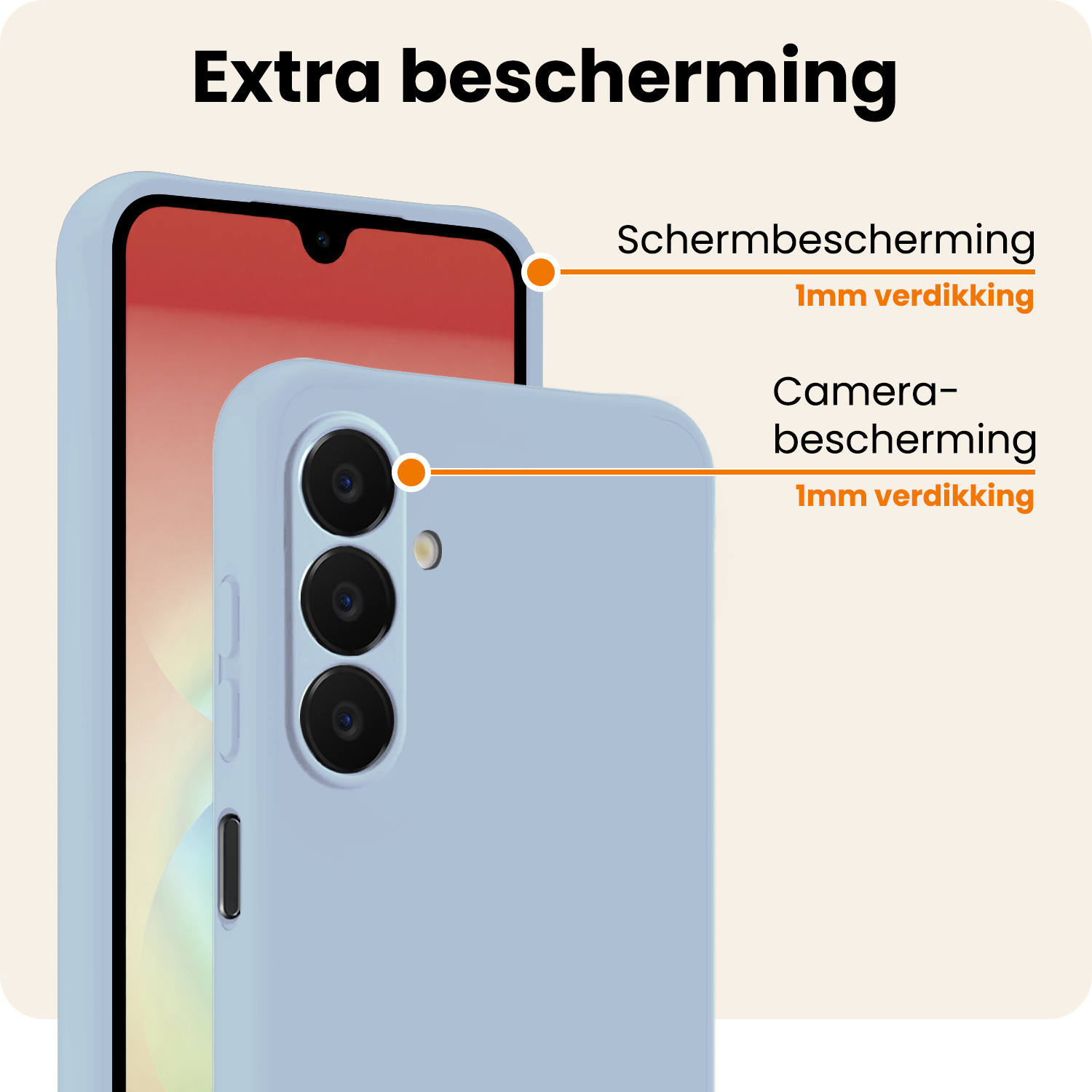 Nomfy Nomfy Samsung Galaxy A18 Hoesje Siliconen Met Screenprotector - Lichtblauw