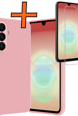 Nomfy Nomfy Samsung Galaxy A18 Hoesje Siliconen Met Screenprotector - Lichtroze