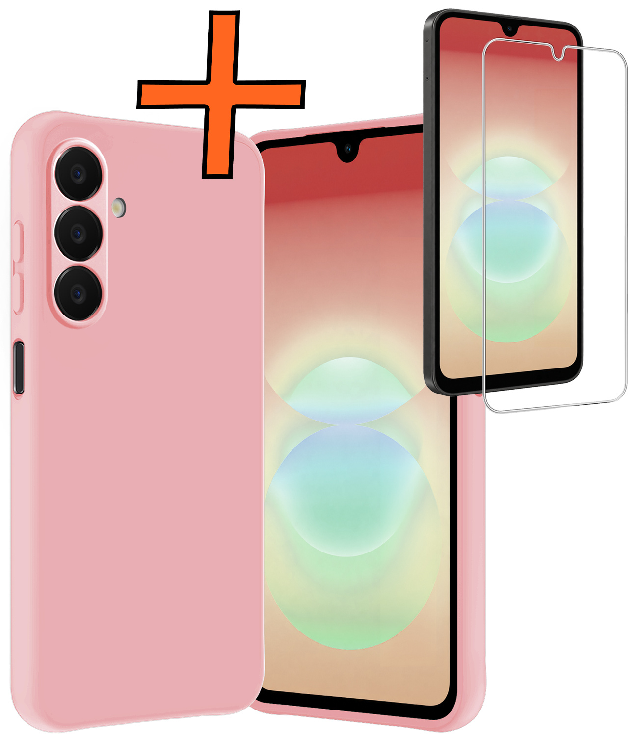 Nomfy Nomfy Samsung Galaxy A18 Hoesje Siliconen Met Screenprotector - Lichtroze
