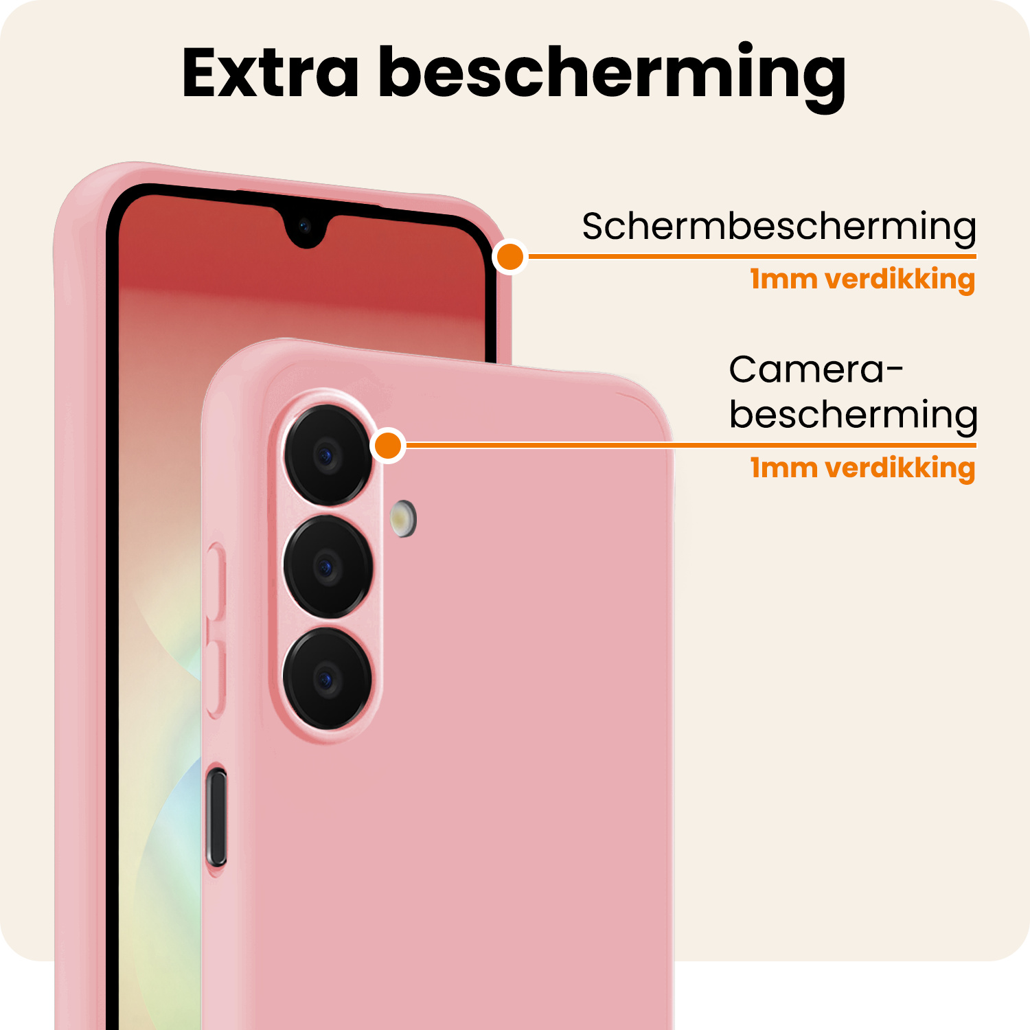 Nomfy Nomfy Samsung Galaxy A18 Hoesje Siliconen Met Screenprotector - Lichtroze