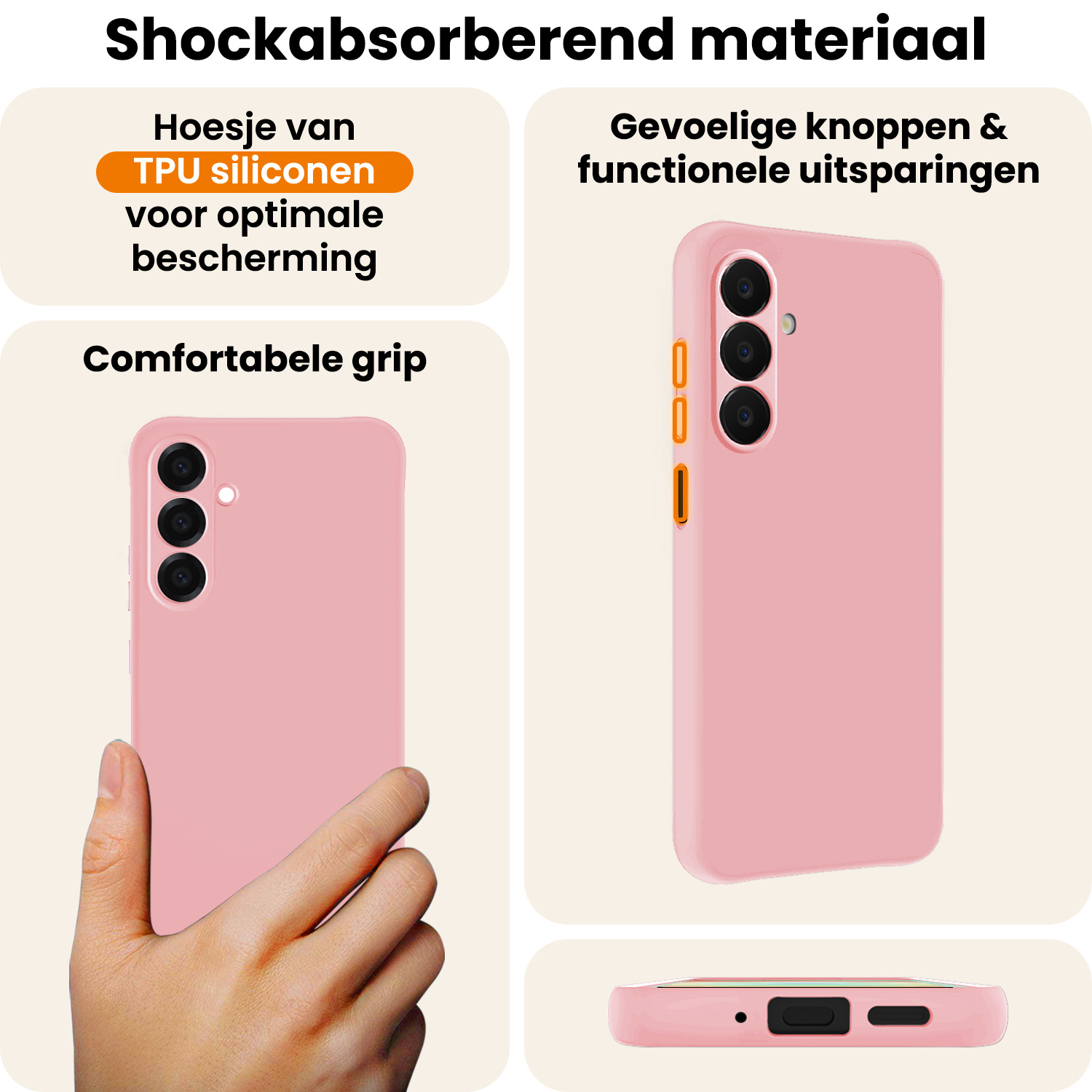 Nomfy Nomfy Samsung Galaxy A18 Hoesje Siliconen Met Screenprotector - Lichtroze