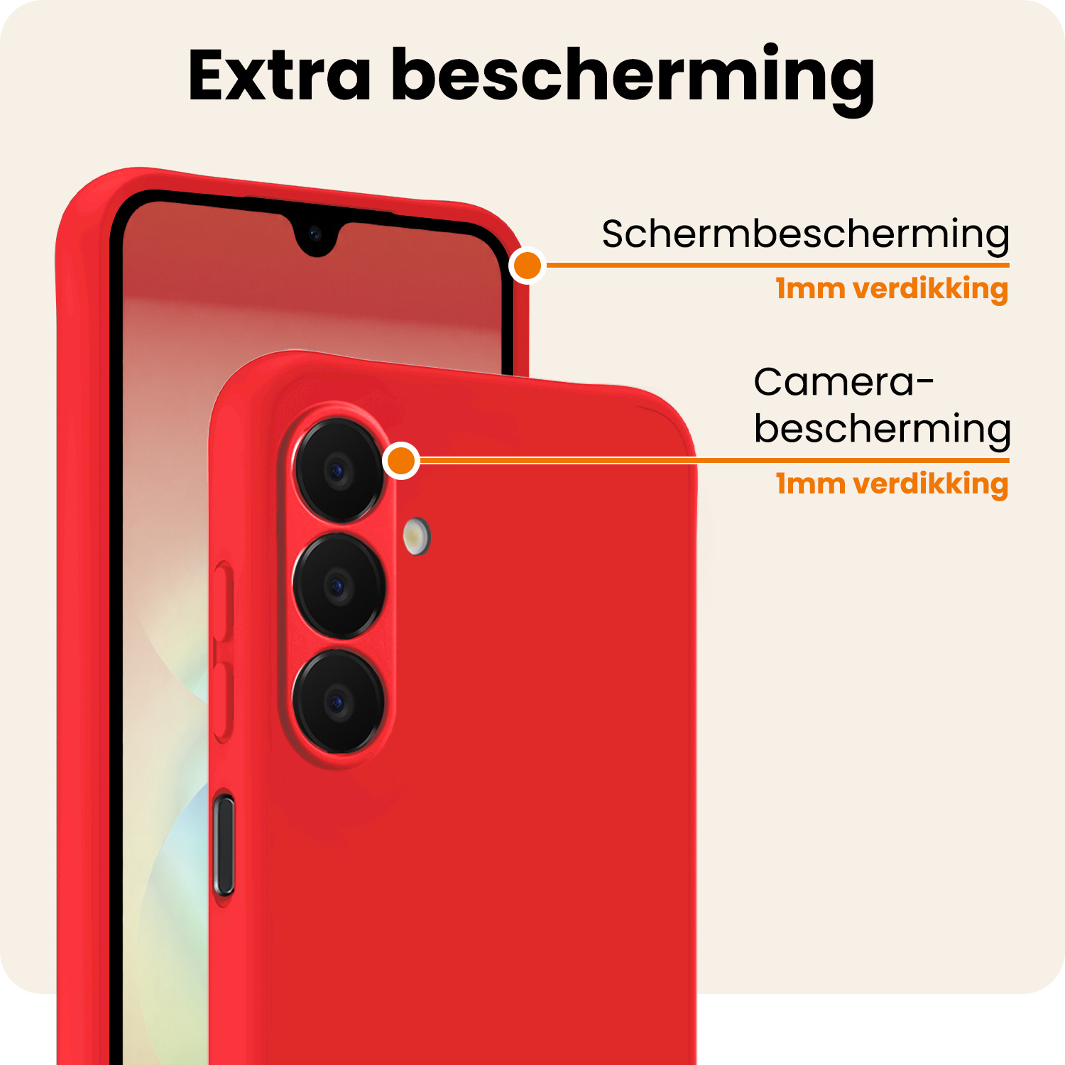 Nomfy Nomfy Samsung Galaxy A18 Hoesje Siliconen Met Screenprotector - Rood