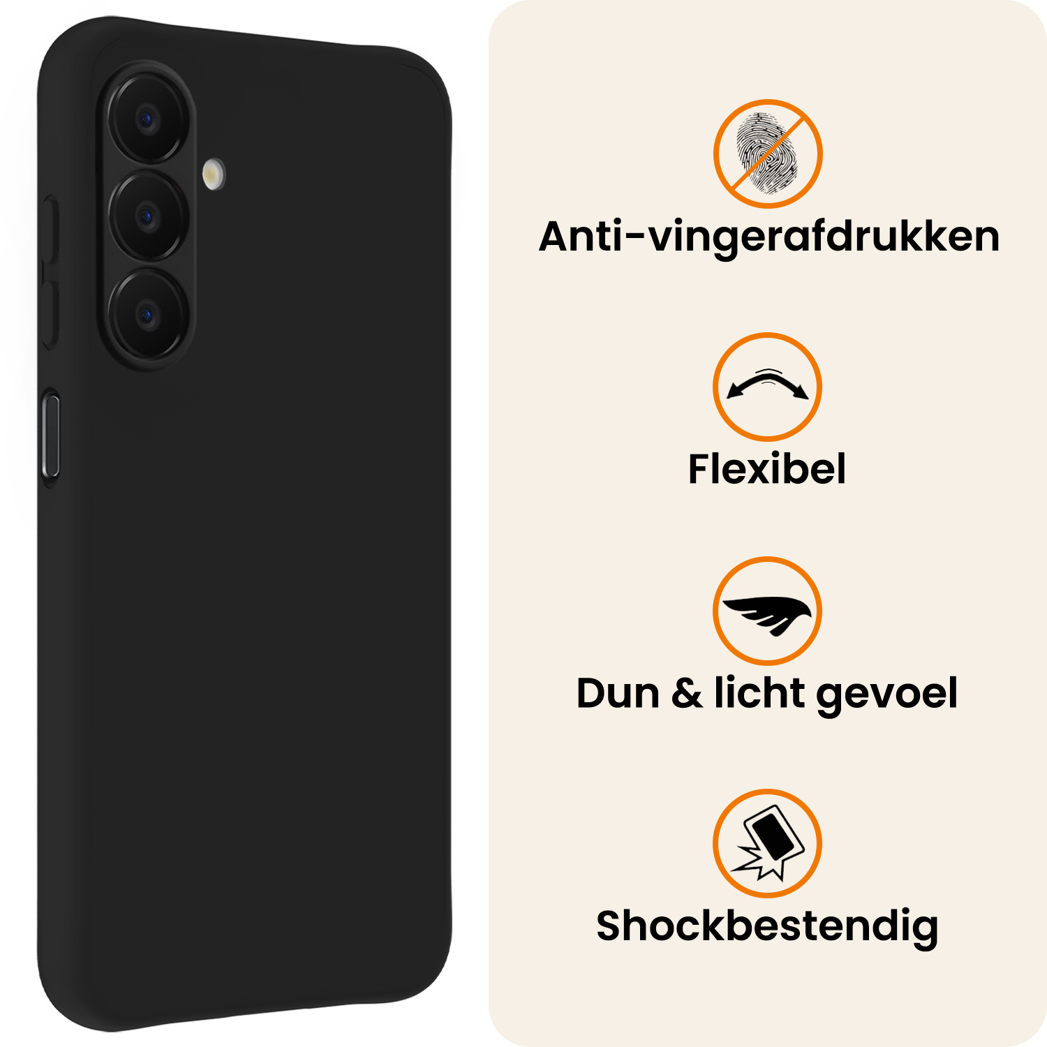 Nomfy Nomfy Samsung Galaxy A18 Hoesje Siliconen Met Screenprotector - Zwart