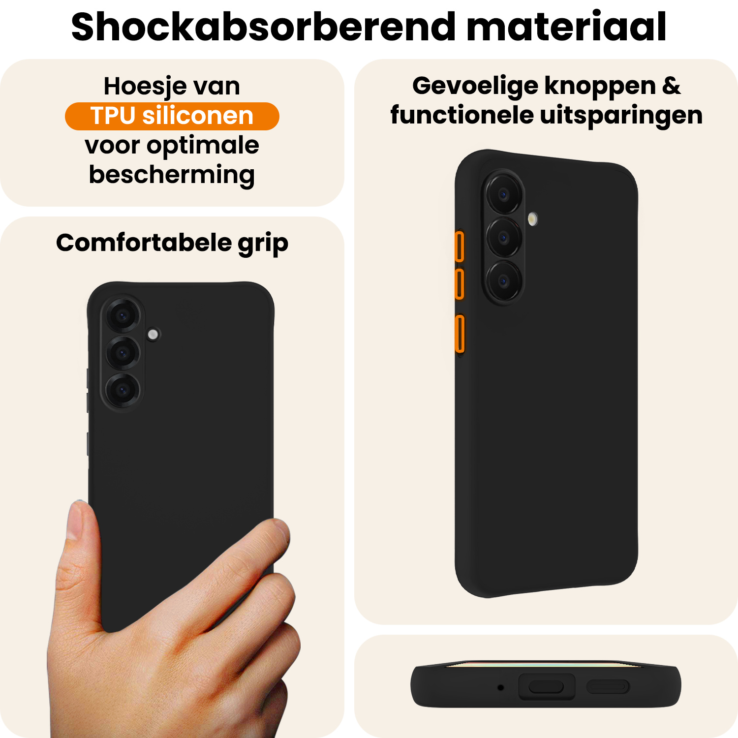 Nomfy Nomfy Samsung Galaxy A18 Hoesje Siliconen Met Screenprotector - Zwart