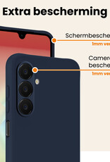 Nomfy Nomfy Samsung Galaxy A18 Hoesje Siliconen Met 2x Screenprotector - Donkerblauw