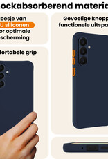 Nomfy Nomfy Samsung Galaxy A18 Hoesje Siliconen Met 2x Screenprotector - Donkerblauw