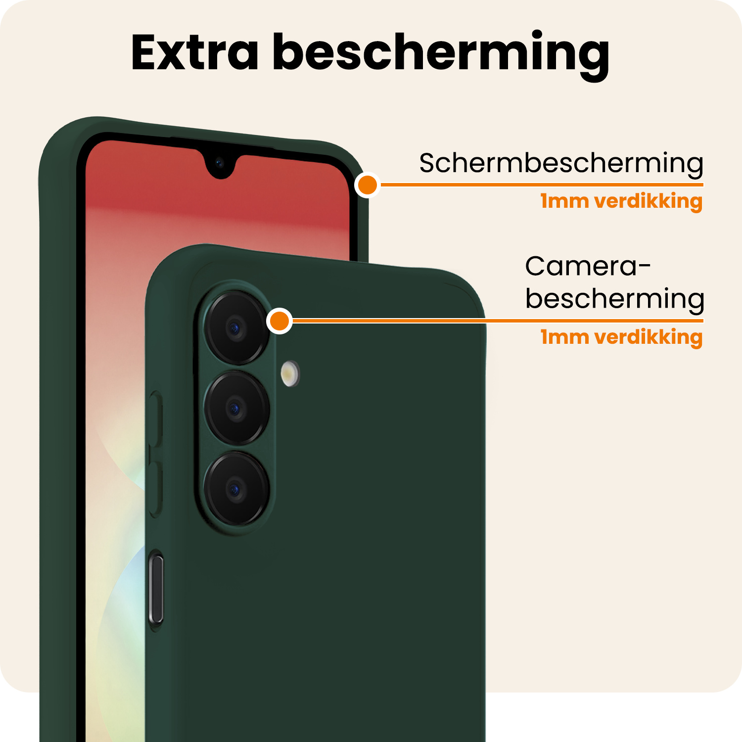 Nomfy Nomfy Samsung Galaxy A18 Hoesje Siliconen Met 2x Screenprotector - Donkergroen