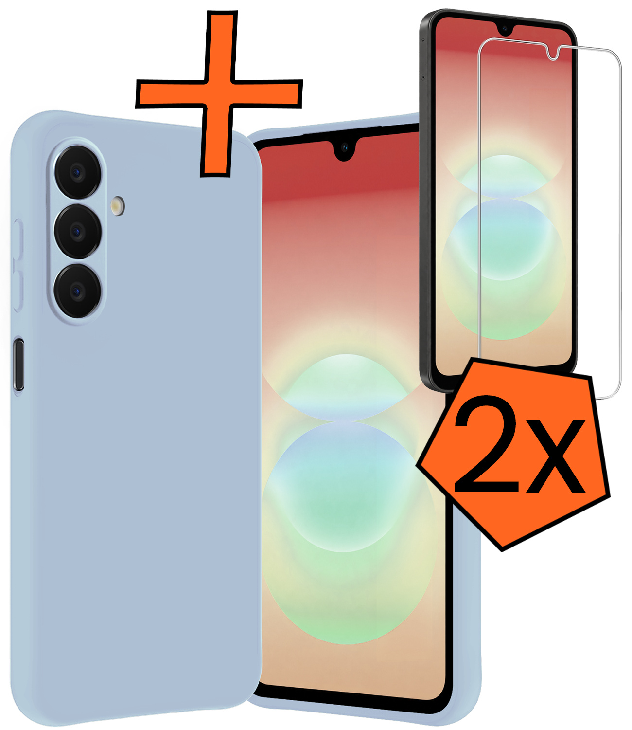 Nomfy Nomfy Samsung Galaxy A18 Hoesje Siliconen Met 2x Screenprotector - Lichtblauw