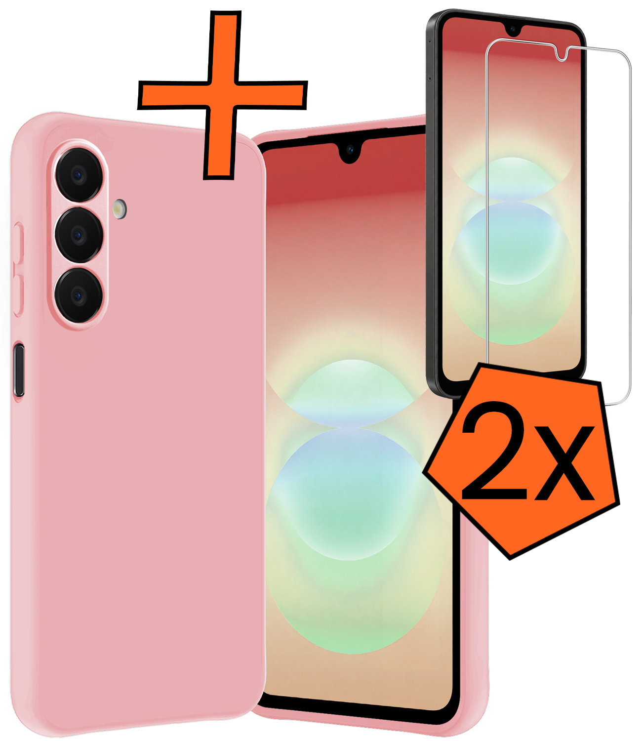 Nomfy Nomfy Samsung Galaxy A18 Hoesje Siliconen Met 2x Screenprotector - Lichtroze