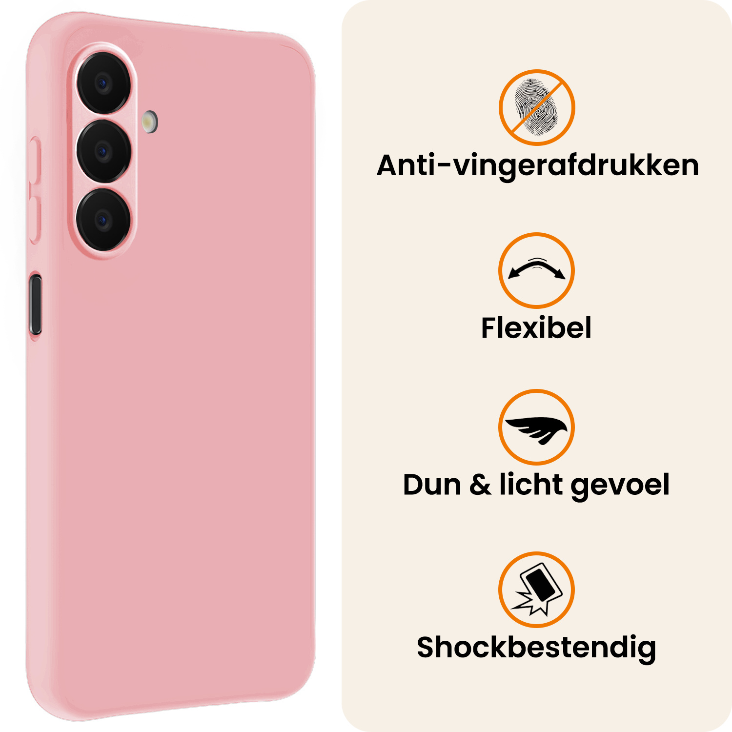 Nomfy Nomfy Samsung Galaxy A18 Hoesje Siliconen Met 2x Screenprotector - Lichtroze