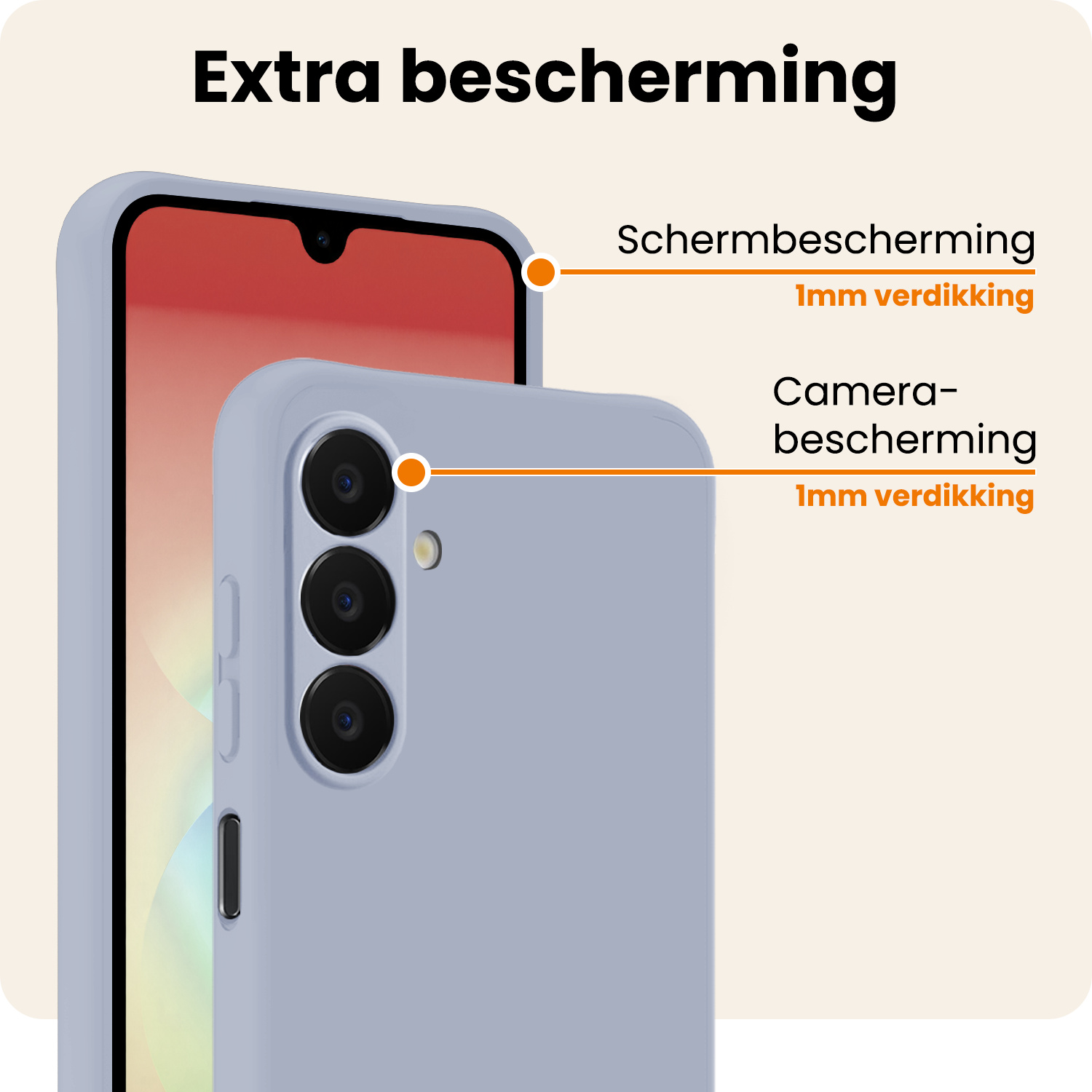 Nomfy Nomfy Samsung Galaxy A18 Hoesje Siliconen Met 2x Screenprotector - Lila
