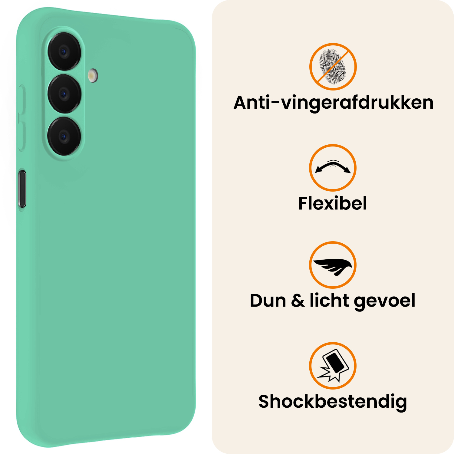 Nomfy Nomfy Samsung Galaxy A18 Hoesje Siliconen Met 2x Screenprotector - Mintgroen