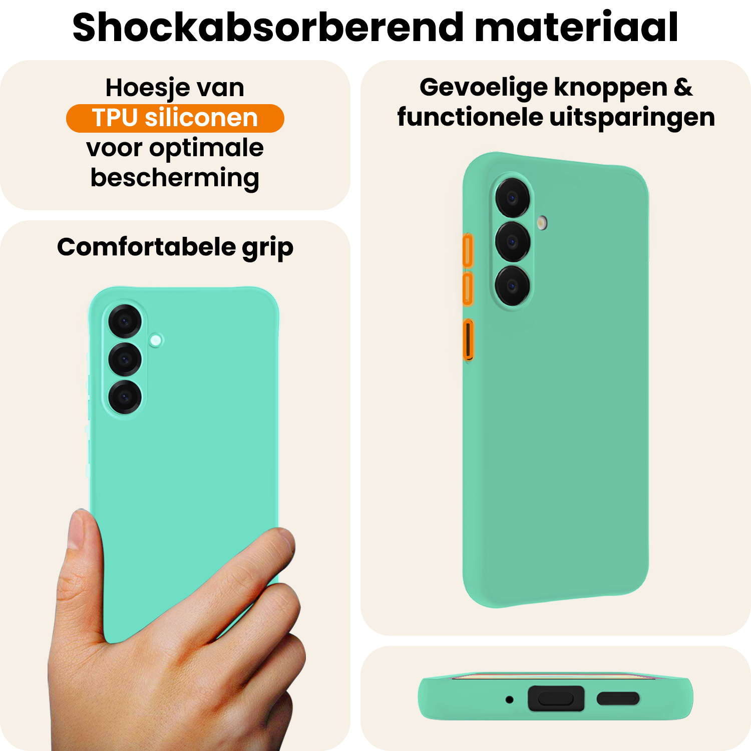 Nomfy Nomfy Samsung Galaxy A18 Hoesje Siliconen Met 2x Screenprotector - Mintgroen