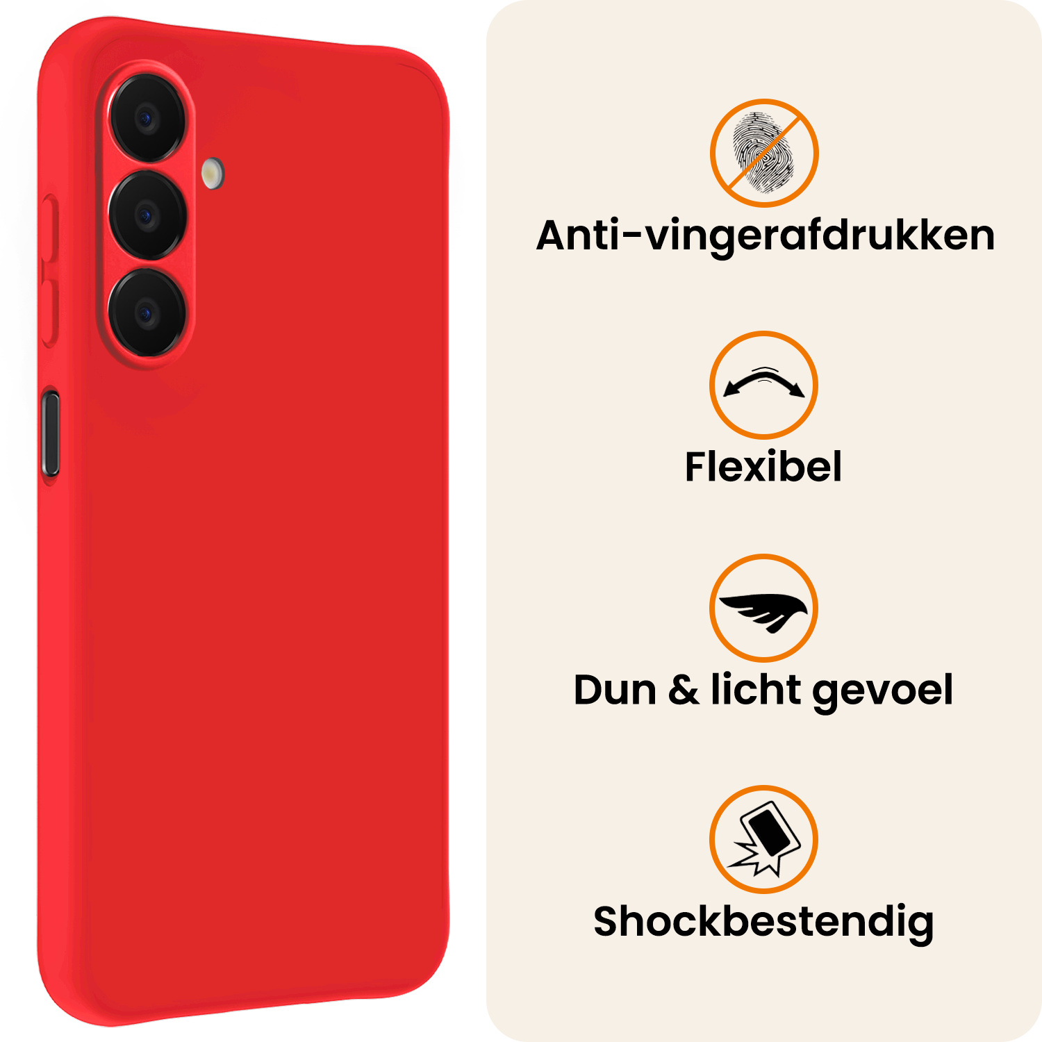 Nomfy Nomfy Samsung Galaxy A18 Hoesje Siliconen Met 2x Screenprotector - Rood