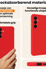 Nomfy Nomfy Samsung Galaxy A18 Hoesje Siliconen Met 2x Screenprotector - Rood