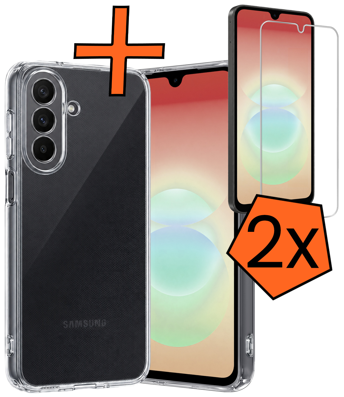 Nomfy Nomfy Samsung Galaxy A18 Hoesje Siliconen Met 2x Screenprotector - Transparant