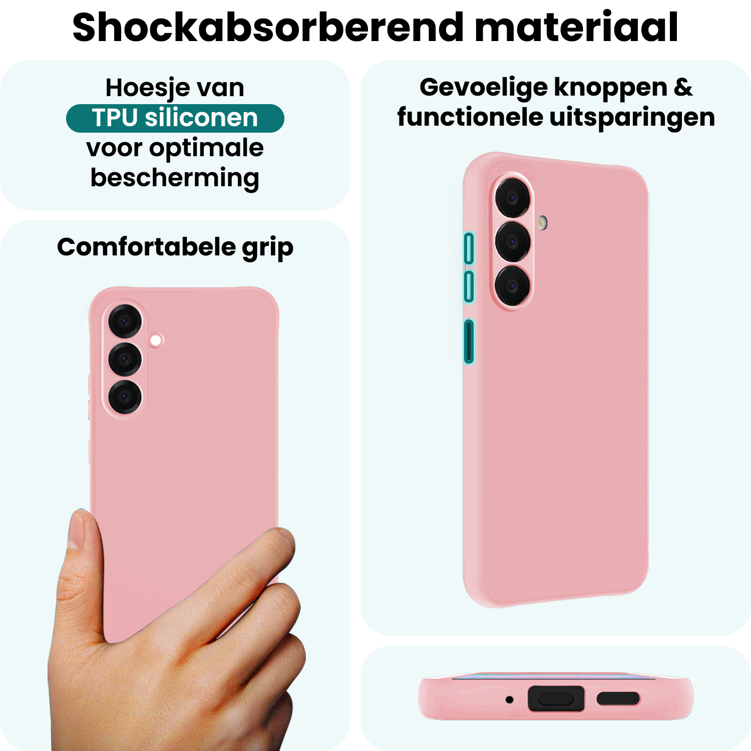 Forterra Forterra Samsung Galaxy A18 Hoesje Siliconen - Lichtroze