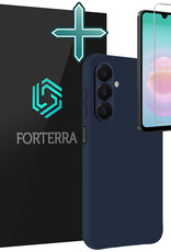 Forterra Forterra Samsung Galaxy A18 Hoesje Siliconen Met Screenprotector - Donkerblauw