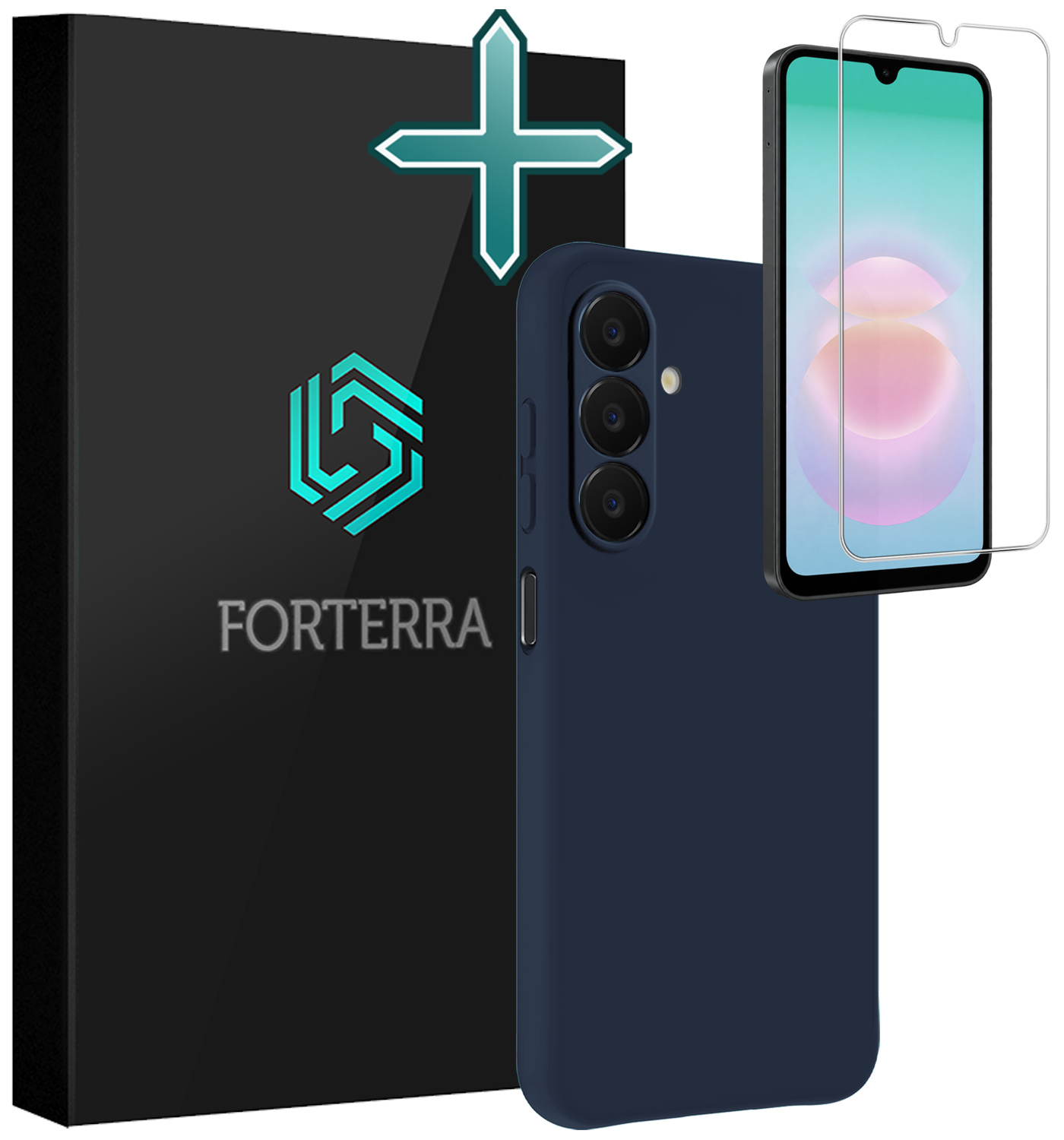 Forterra Forterra Samsung Galaxy A18 Hoesje Siliconen Met Screenprotector - Donkerblauw