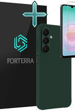 Forterra Forterra Samsung Galaxy A18 Hoesje Siliconen Met Screenprotector - Donkergroen