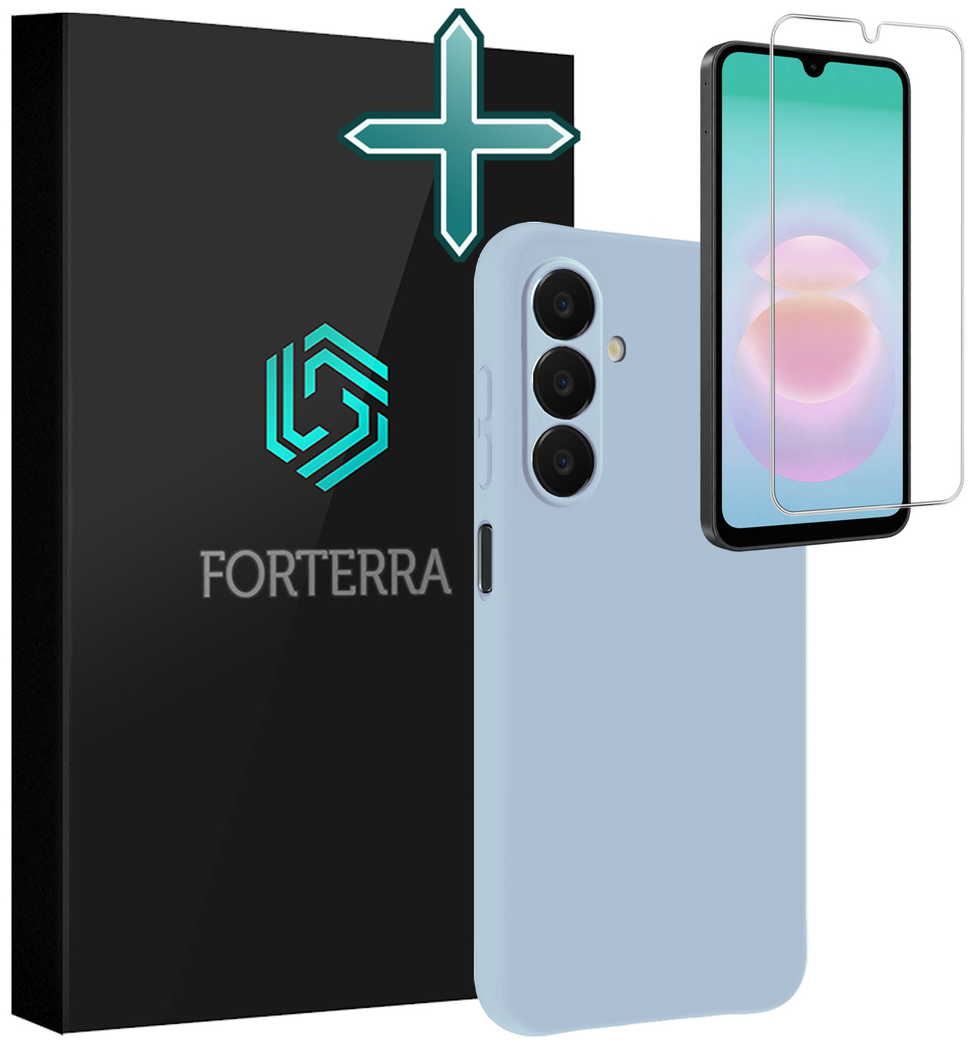 Forterra Forterra Samsung Galaxy A18 Hoesje Siliconen Met Screenprotector - Lichtblauw