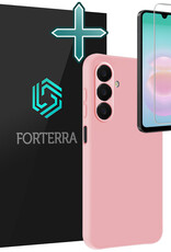 Forterra Forterra Samsung Galaxy A18 Hoesje Siliconen Met Screenprotector - Lichtroze