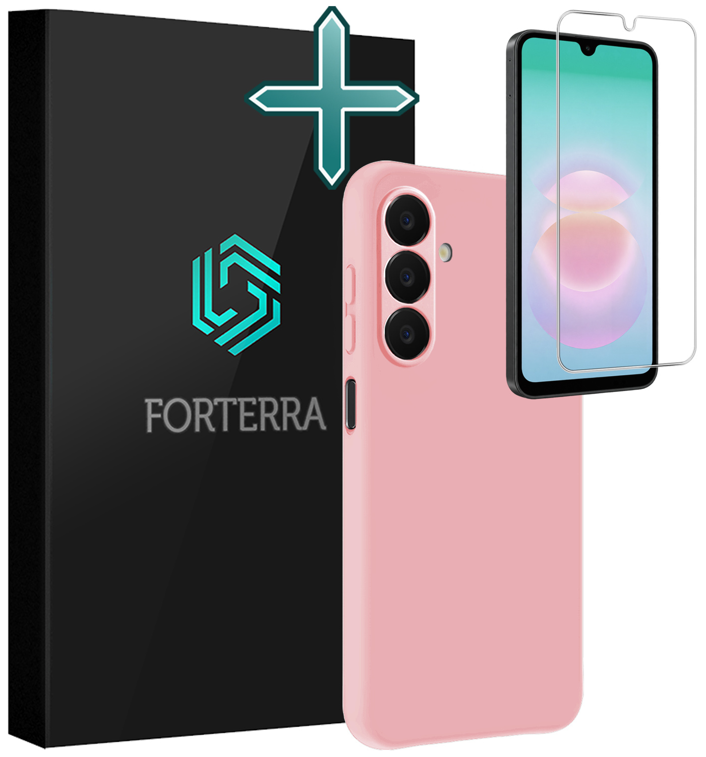 Forterra Forterra Samsung Galaxy A18 Hoesje Siliconen Met Screenprotector - Lichtroze