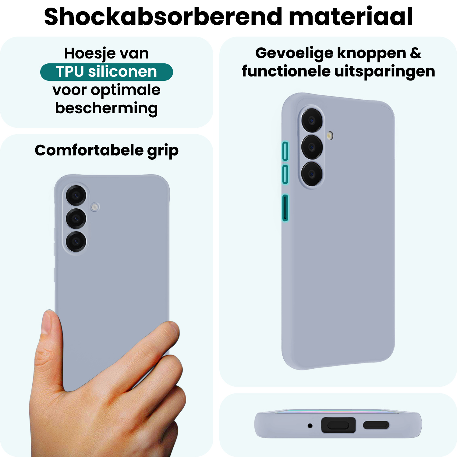 Forterra Forterra Samsung Galaxy A18 Hoesje Siliconen Met Screenprotector - Lila