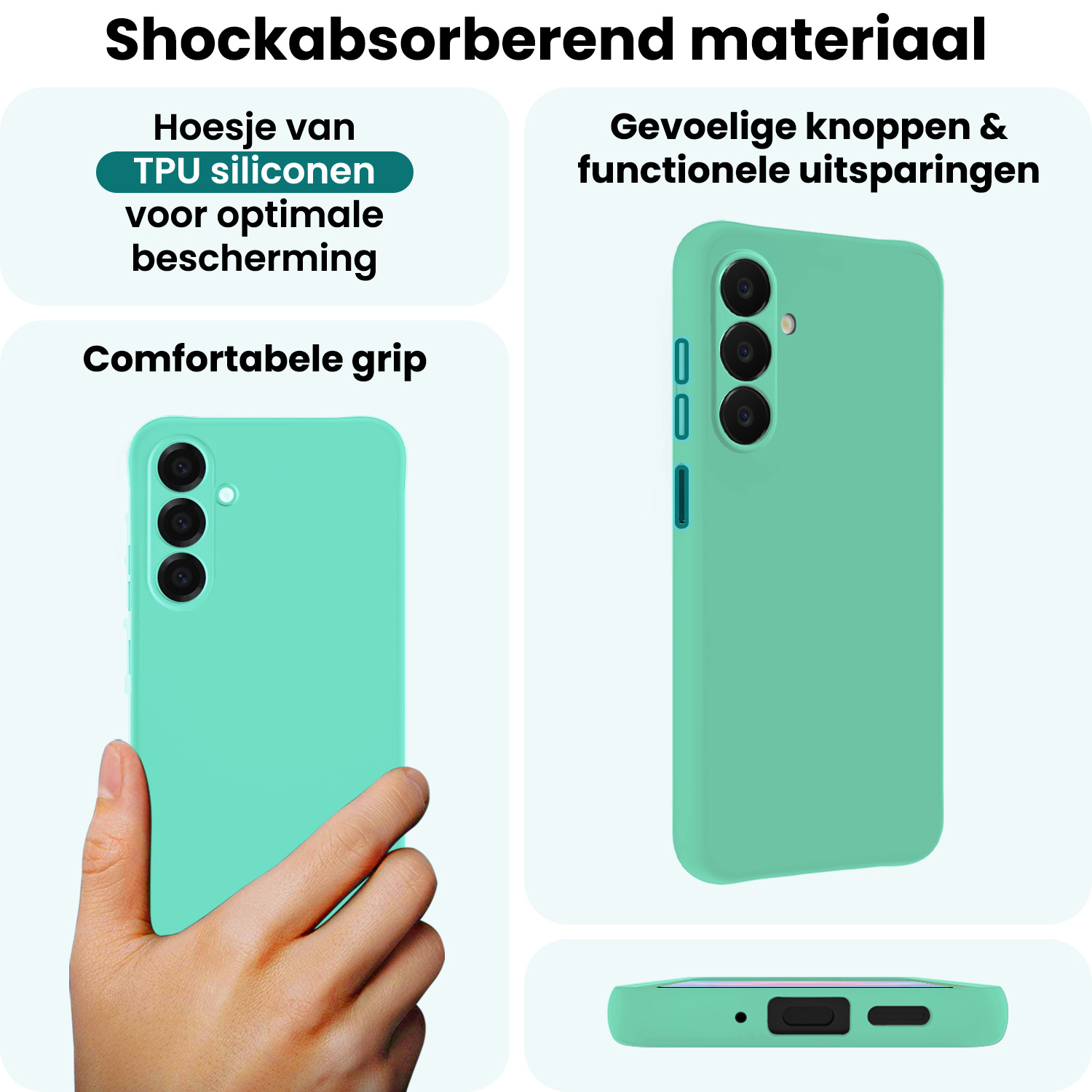 Forterra Forterra Samsung Galaxy A18 Hoesje Siliconen Met Screenprotector - Mintgroen