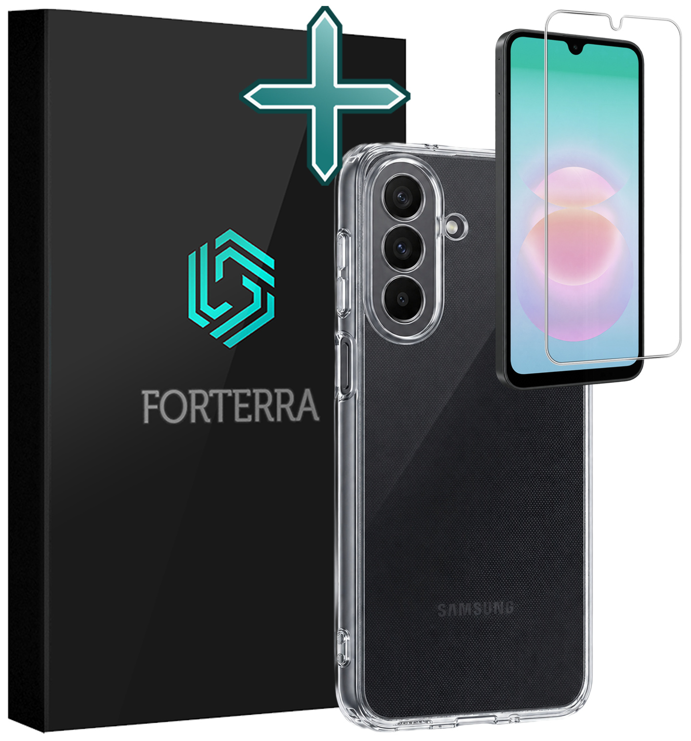 Forterra Forterra Samsung Galaxy A18 Hoesje Siliconen Met Screenprotector - Transparant
