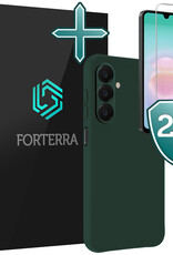 Forterra Forterra Samsung Galaxy A18 Hoesje Siliconen Met 2x Screenprotector - Donkergroen