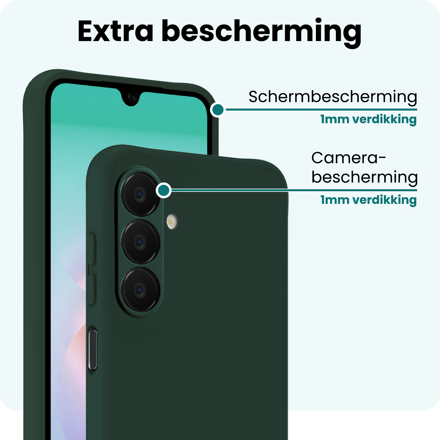 Forterra Forterra Samsung Galaxy A18 Hoesje Siliconen Met 2x Screenprotector - Donkergroen
