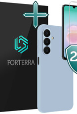 Forterra Forterra Samsung Galaxy A18 Hoesje Siliconen Met 2x Screenprotector - Lichtblauw