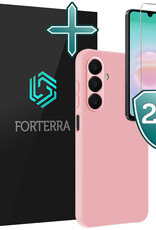 Forterra Forterra Samsung Galaxy A18 Hoesje Siliconen Met 2x Screenprotector - Lichtroze