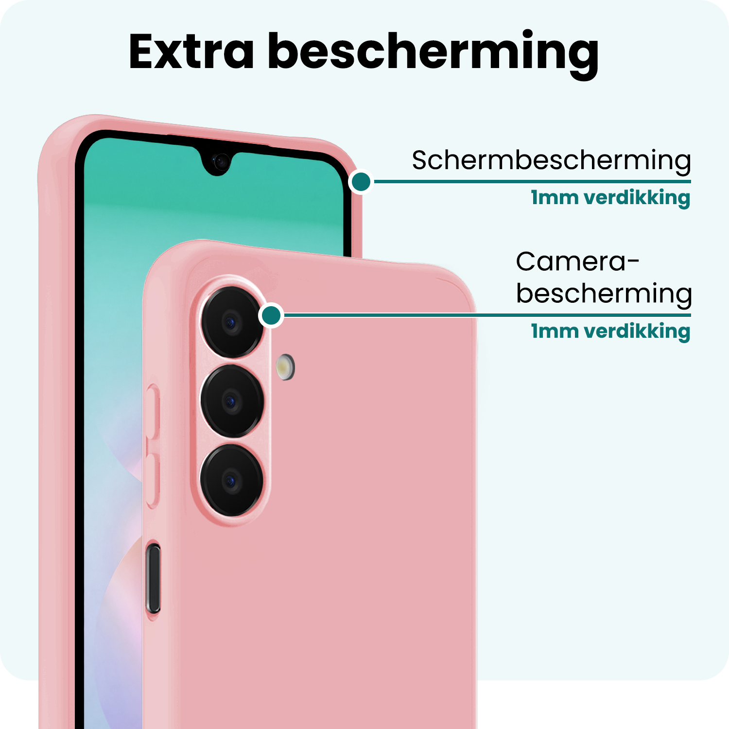 Forterra Forterra Samsung Galaxy A18 Hoesje Siliconen Met 2x Screenprotector - Lichtroze
