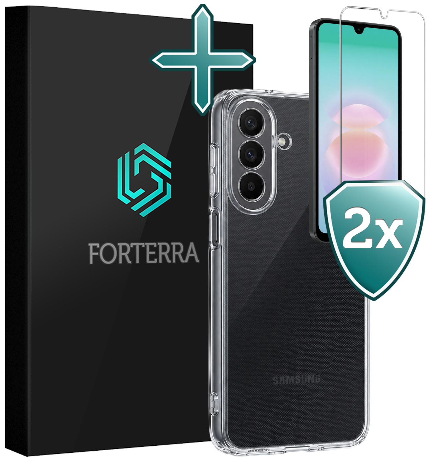 Forterra Forterra Samsung Galaxy A18 Hoesje Siliconen Met 2x Screenprotector - Transparant