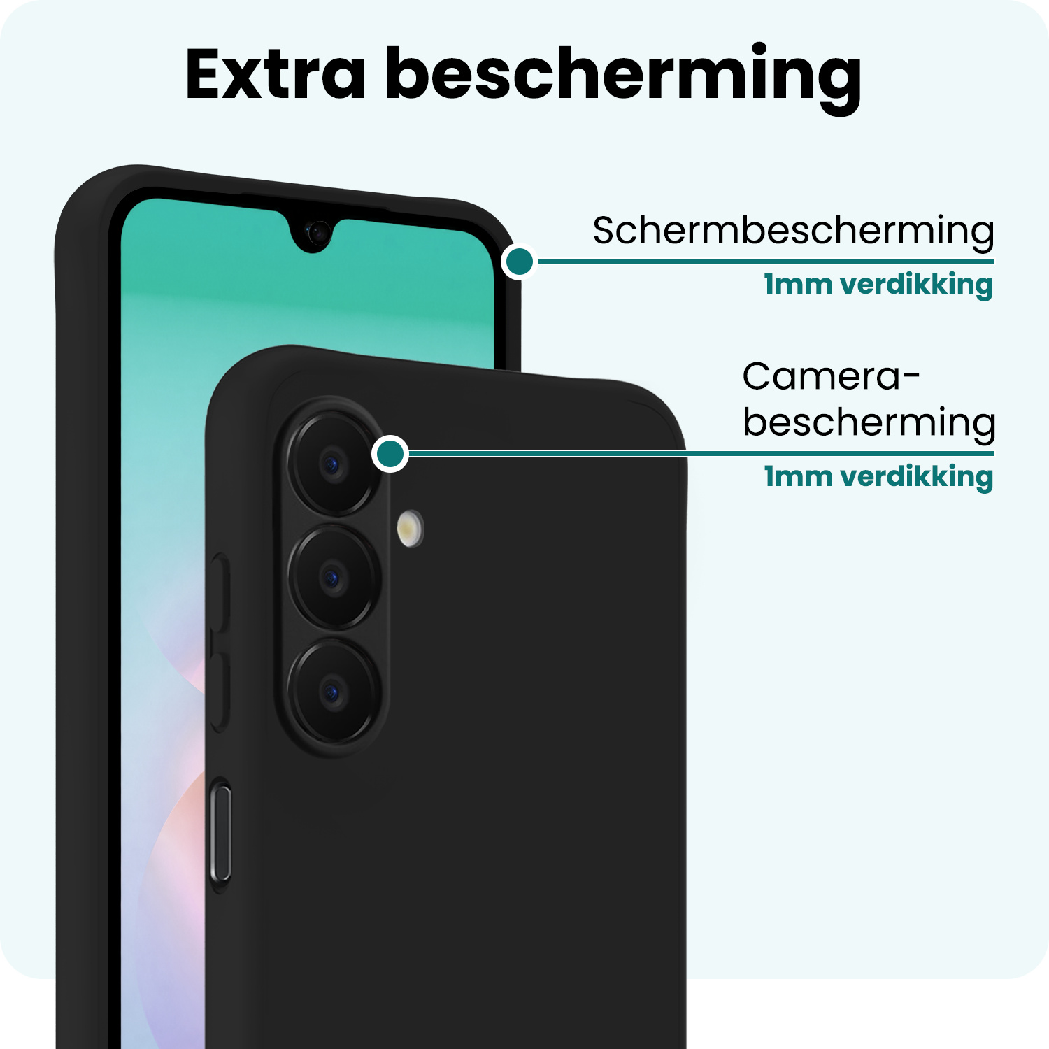 Forterra Forterra Samsung Galaxy A18 Hoesje Siliconen Met 2x Screenprotector - Zwart