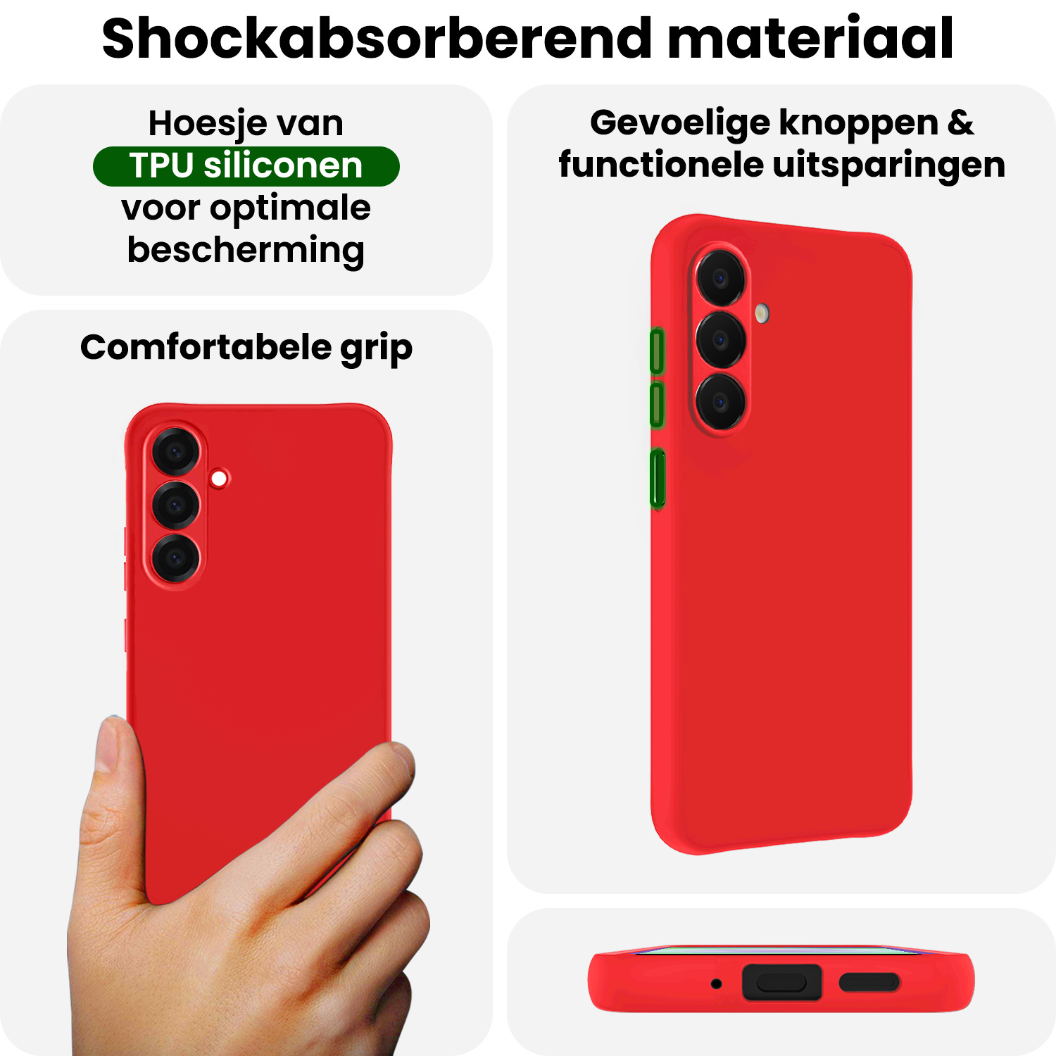BASEY. BASEY. Samsung Galaxy A18 Hoesje Siliconen Met Screenprotector - Rood