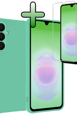 BASEY. BASEY. Samsung Galaxy A18 Hoesje Siliconen Met Screenprotector - Mintgroen