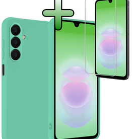 BASEY. BASEY. Samsung Galaxy A18 Hoesje Siliconen Met Screenprotector - Mintgroen