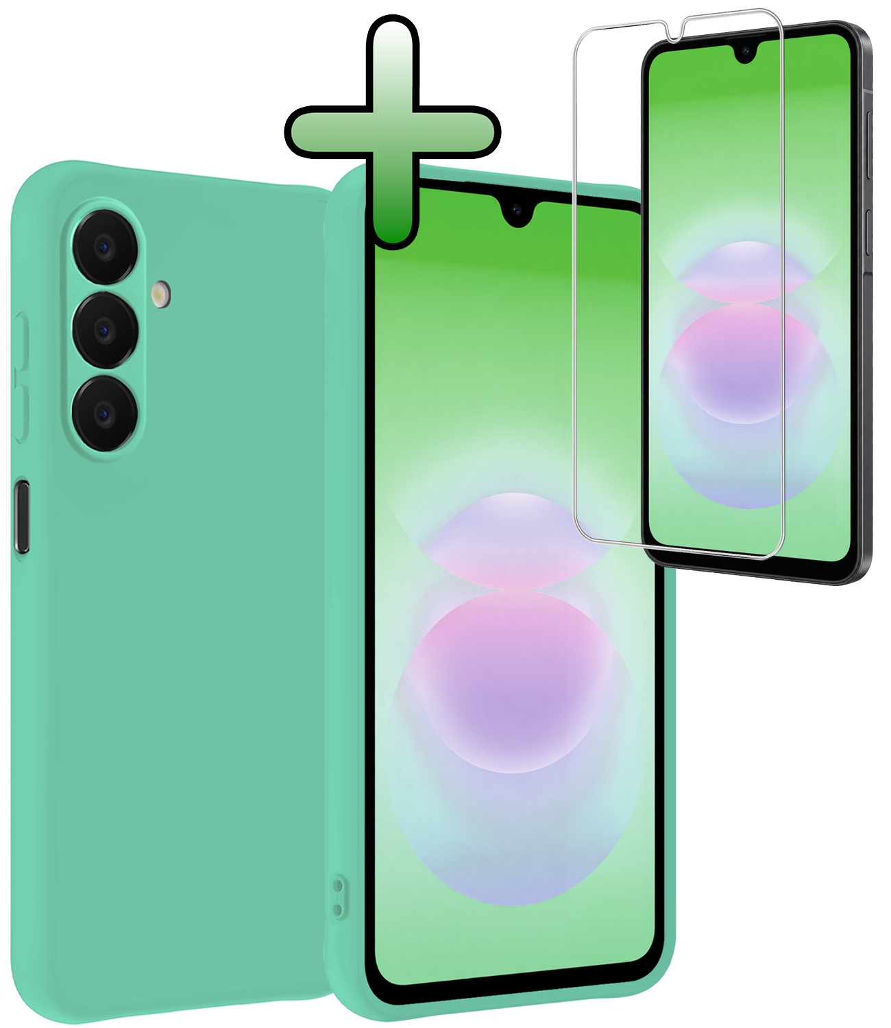 BASEY. BASEY. Samsung Galaxy A18 Hoesje Siliconen Met Screenprotector - Mintgroen