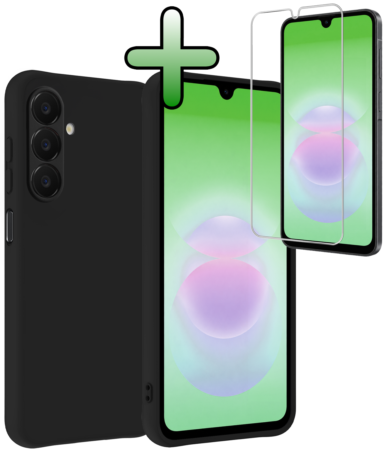 BASEY. BASEY. Samsung Galaxy A18 Hoesje Siliconen Met Screenprotector - Zwart