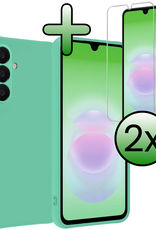 BASEY. BASEY. Samsung Galaxy A18 Hoesje Siliconen Met 2x Screenprotector - Mintgroen
