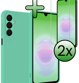 BASEY. BASEY. Samsung Galaxy A18 Hoesje Siliconen Met 2x Screenprotector - Mintgroen
