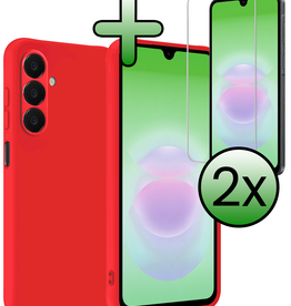 BASEY. BASEY. Samsung Galaxy A18 Hoesje Siliconen Met 2x Screenprotector - Rood