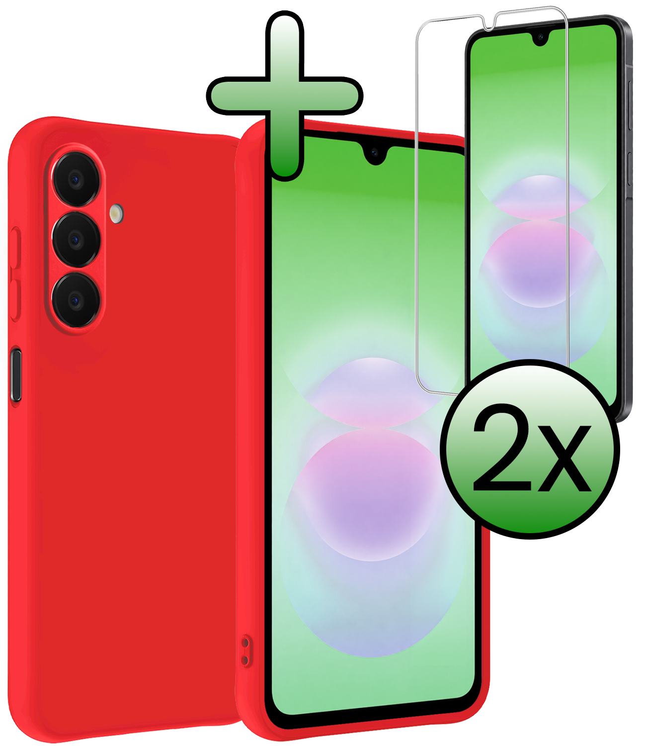 BASEY. BASEY. Samsung Galaxy A18 Hoesje Siliconen Met 2x Screenprotector - Rood