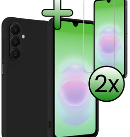 BASEY. BASEY. Samsung Galaxy A18 Hoesje Siliconen Met 2x Screenprotector - Zwart